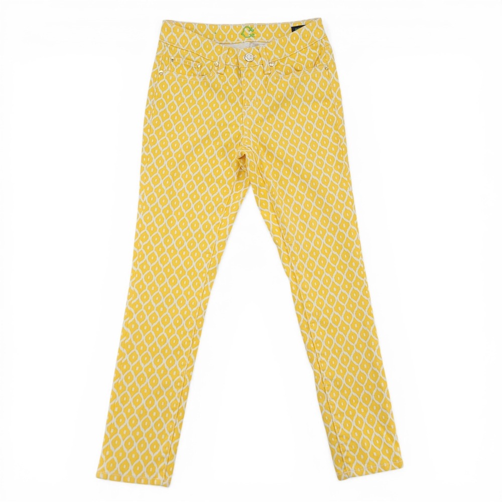 C Wonder Yellow‎ Skinny Crop Jeans Size 26 Patterned Stretch Preppy Summer